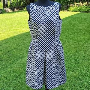 Ralph Lauren Metallic & Navy Geo Print Dress